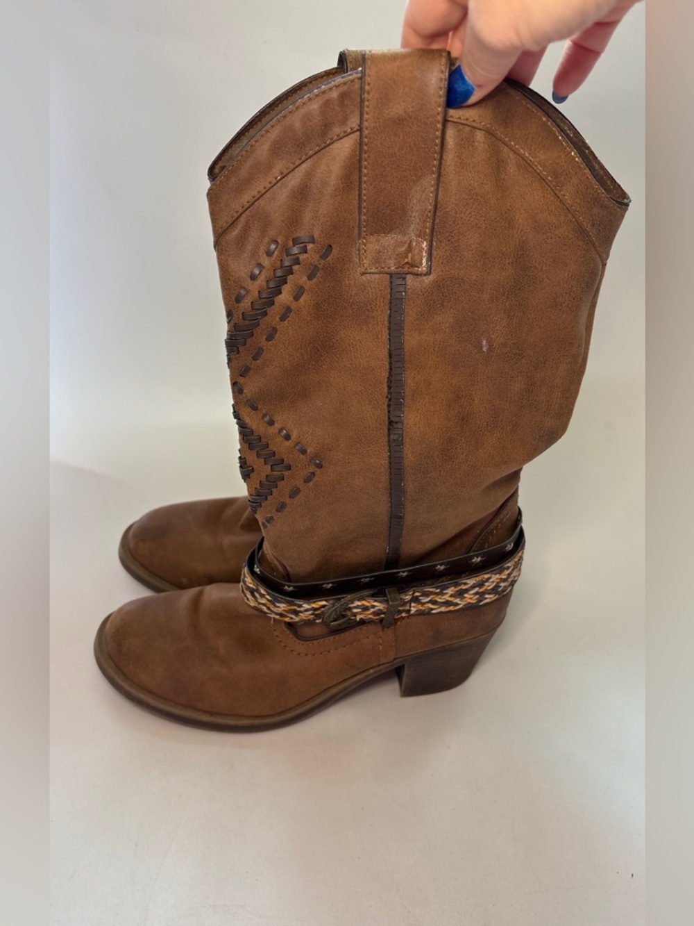 Sugar Sierra Women's Brown Western Boots with Braided Strap Size 9 - Picture 3 of 8